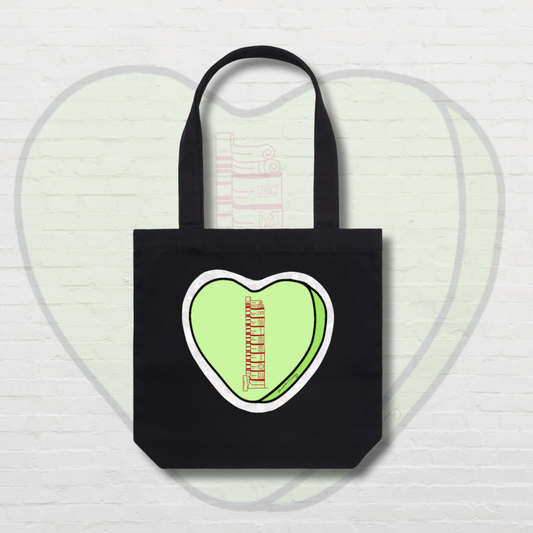 Green Candy Heart Tote Bag
