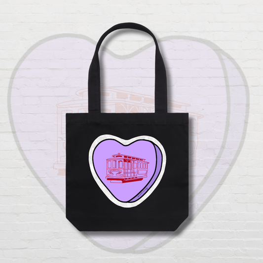 Purple Candy Heart Tote Bag