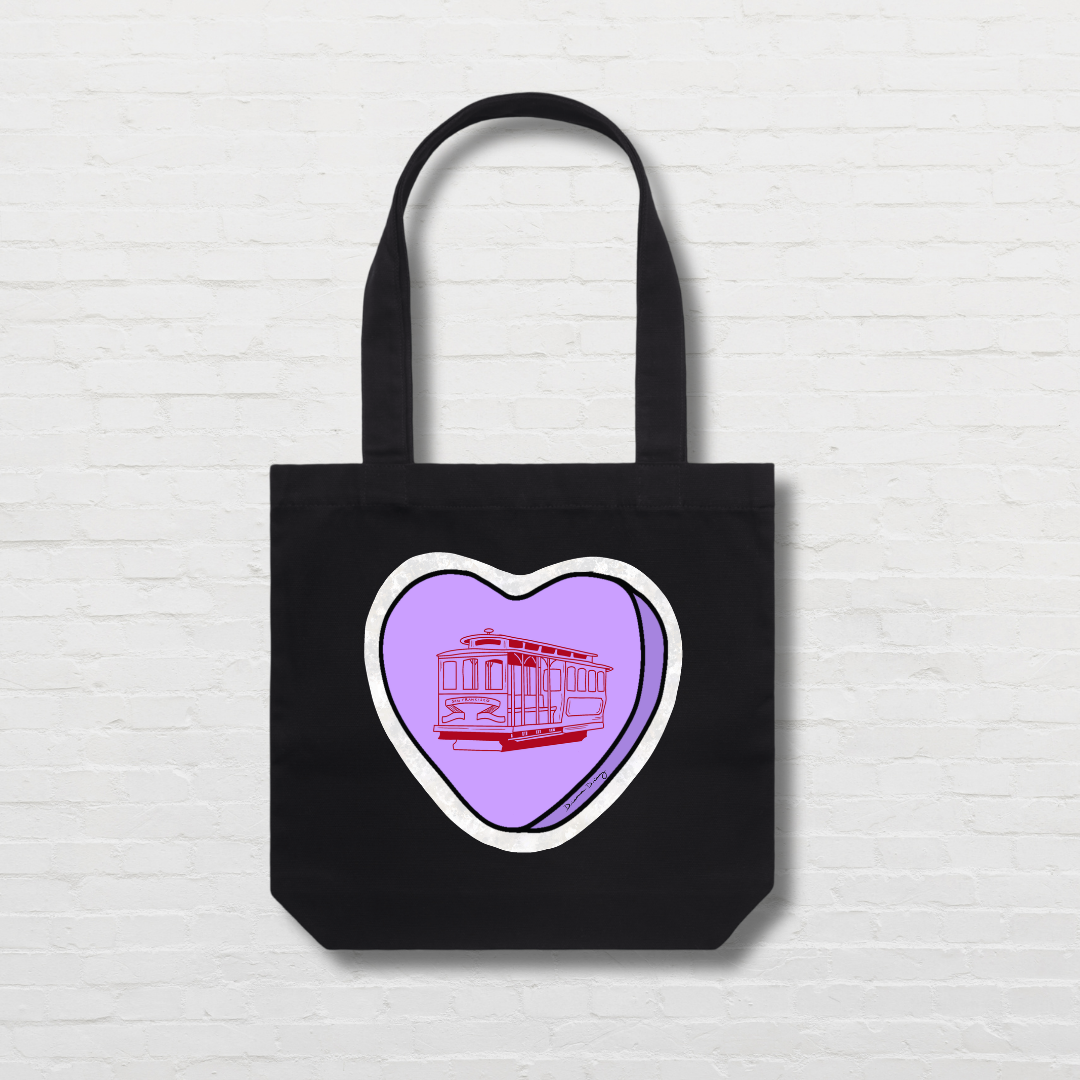 Purple Candy Heart Tote Bag