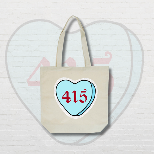 Blue Candy Heart Tote Bag