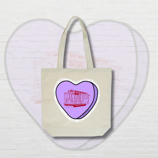 Purple Candy Heart Tote Bag