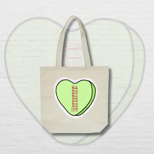 Green Candy Heart Tote Bag