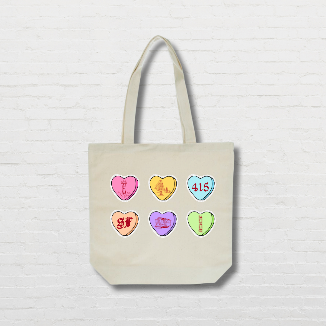 Candy Hearts Tote Bag