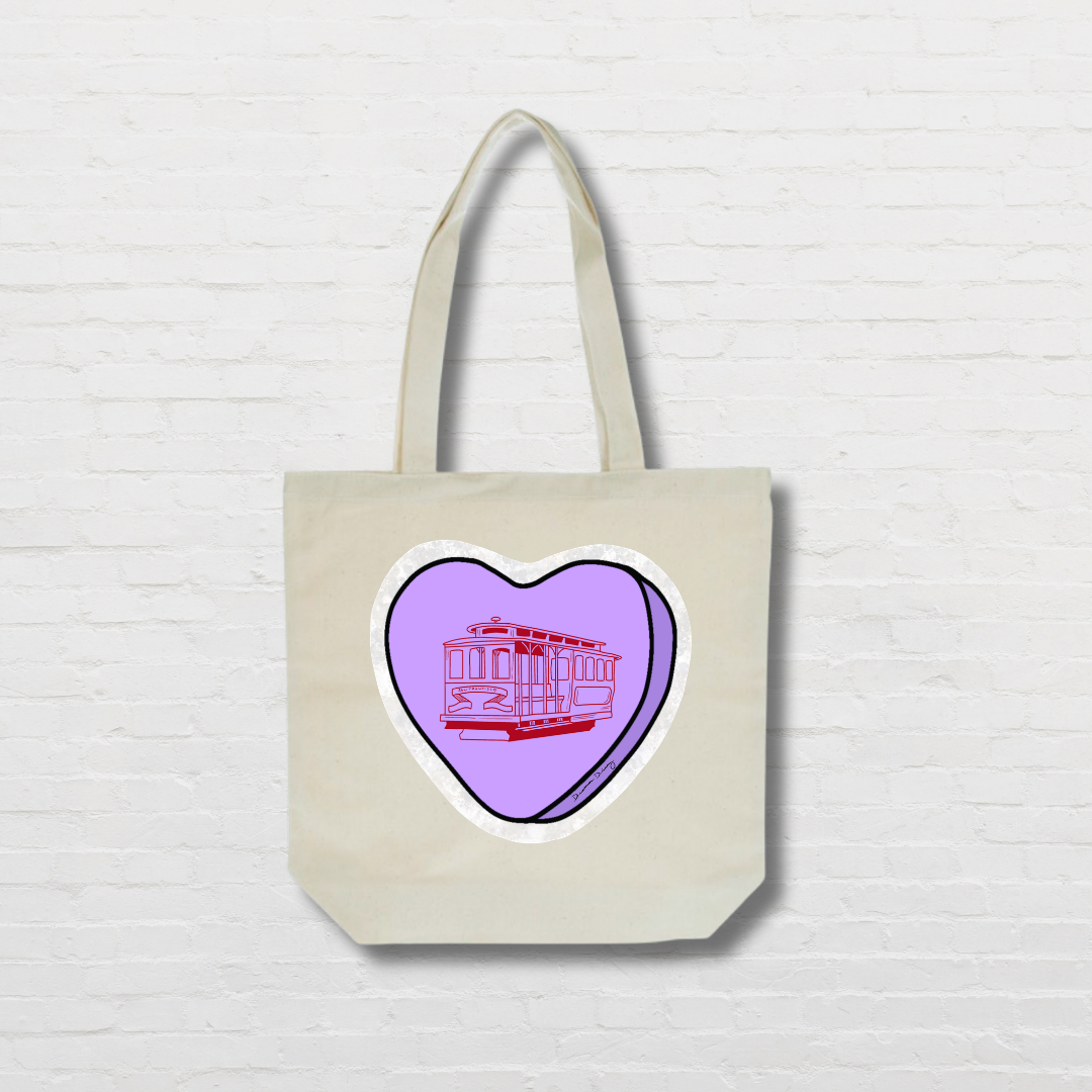 Purple Candy Heart Tote Bag