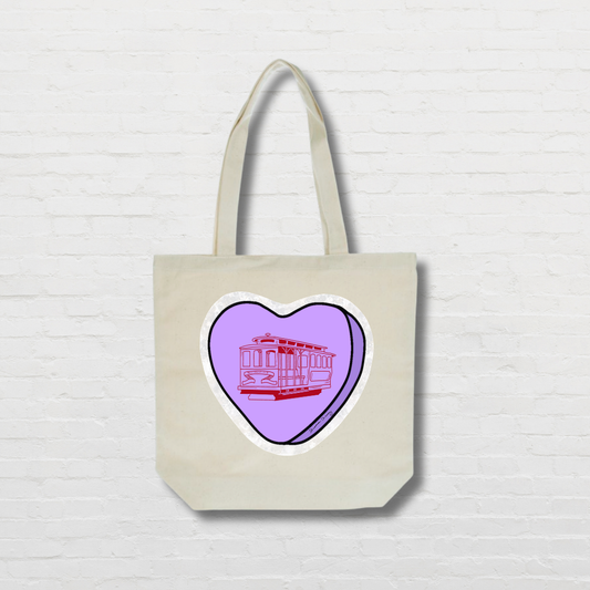 Purple Candy Heart Tote Bag