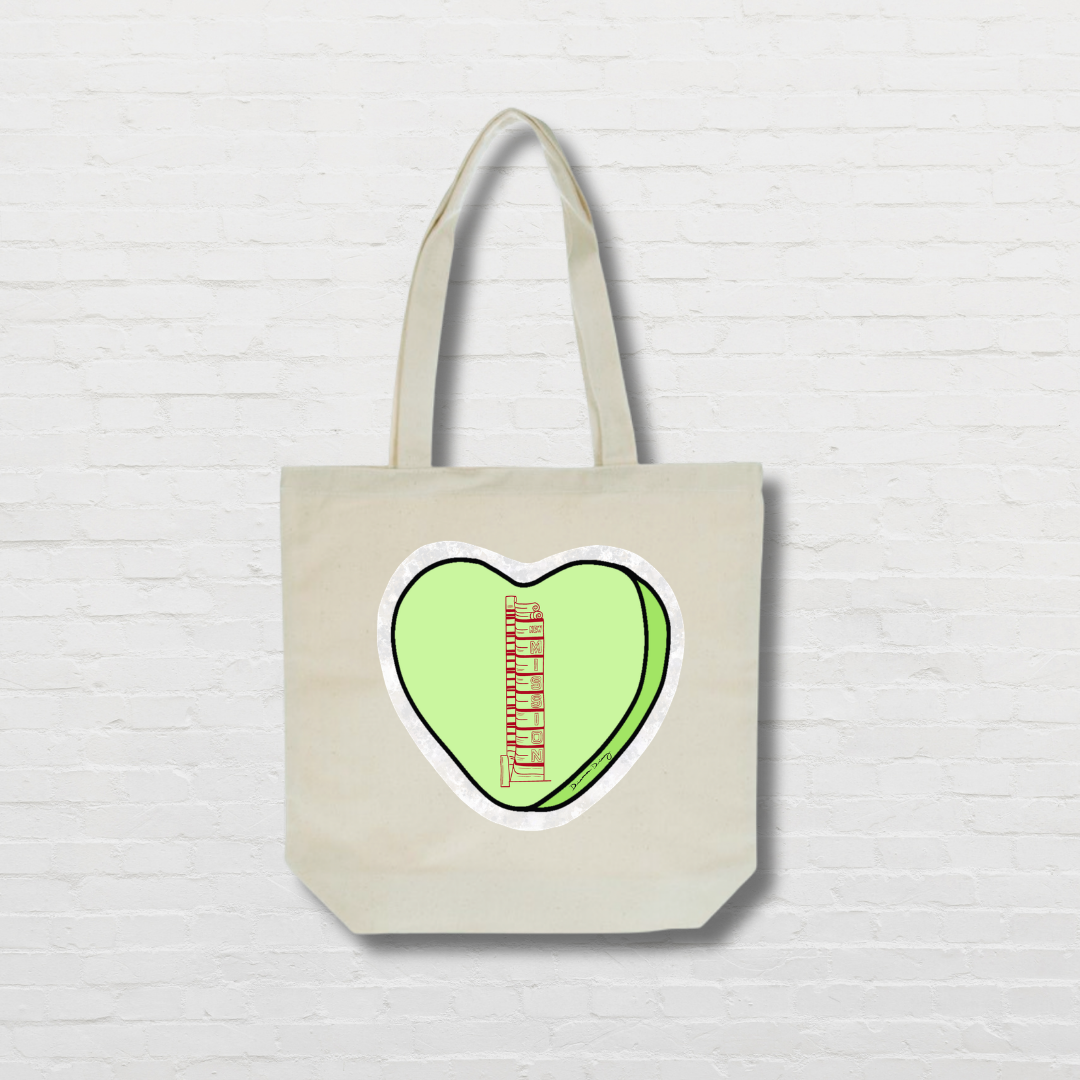 Green Candy Heart Tote Bag