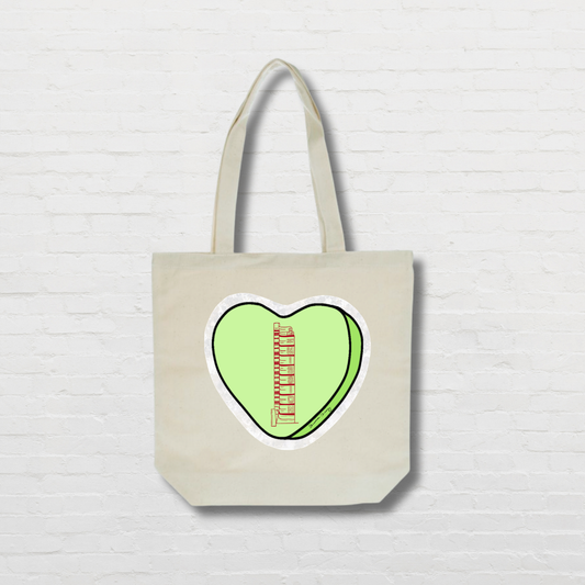 Green Candy Heart Tote Bag